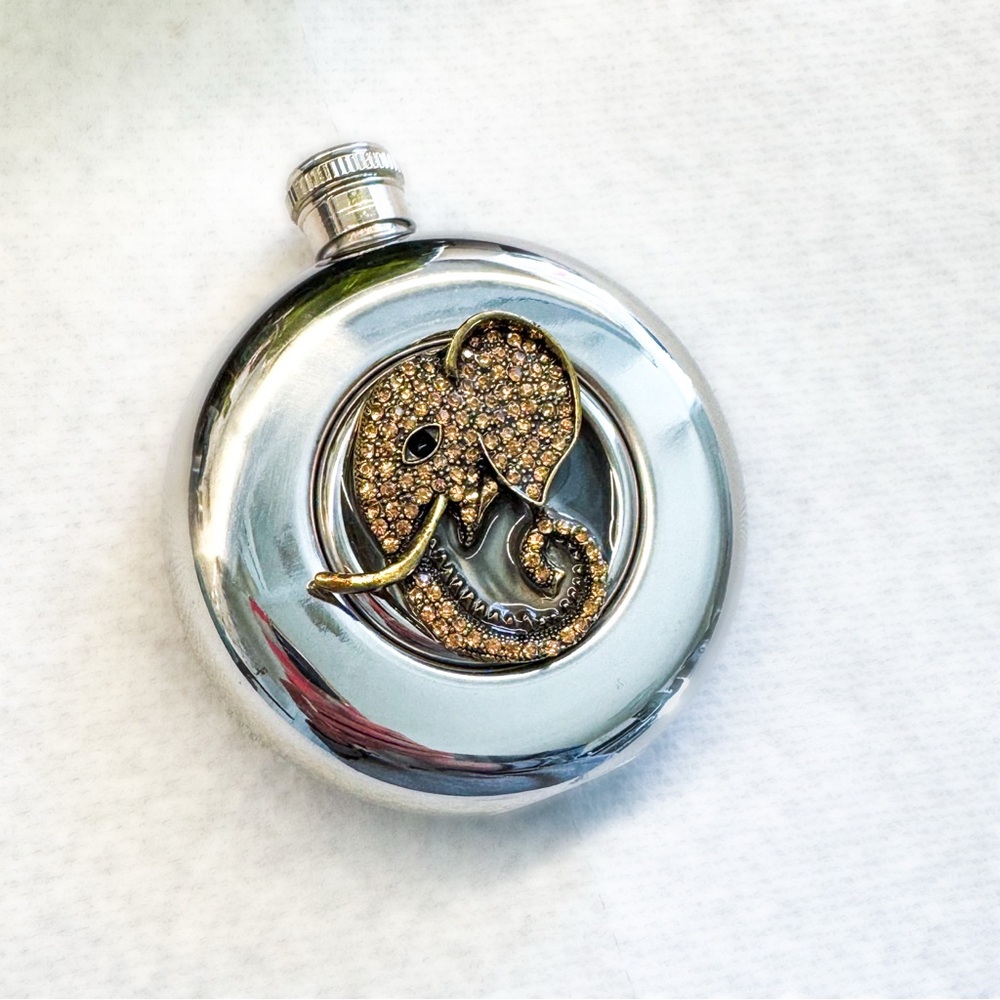Handmade Golden Elephant Stainless Steel Round Flask